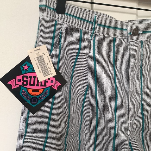 NWT VTG 90s shorts striped beach surf Zack Morris Sears Drummer Boy - Picture 3 of 9